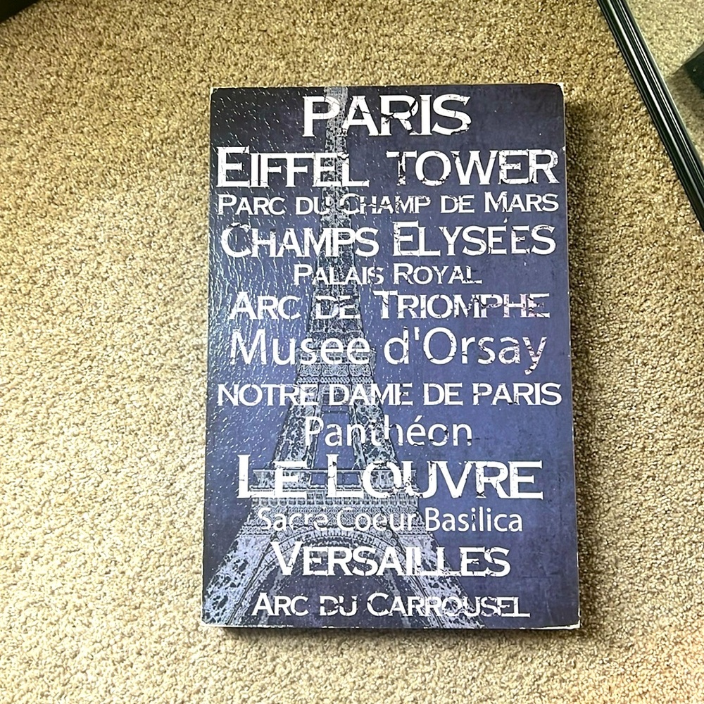 Paris Eiffel Tower wall hang art decor navy and white print